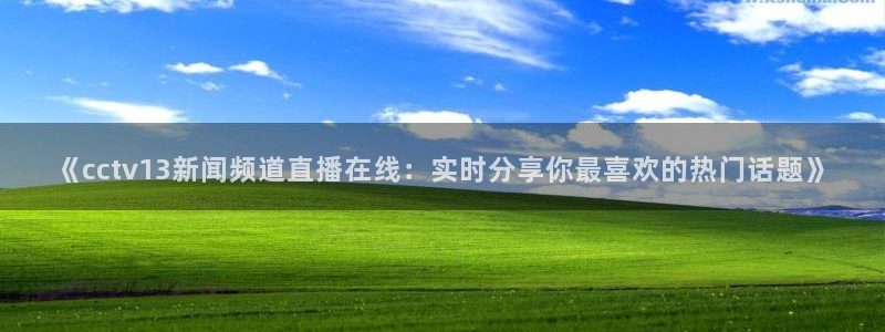 919体育专业直播平台：《cctv13新闻频道直播在线：实时分享你最喜欢的热门话题》